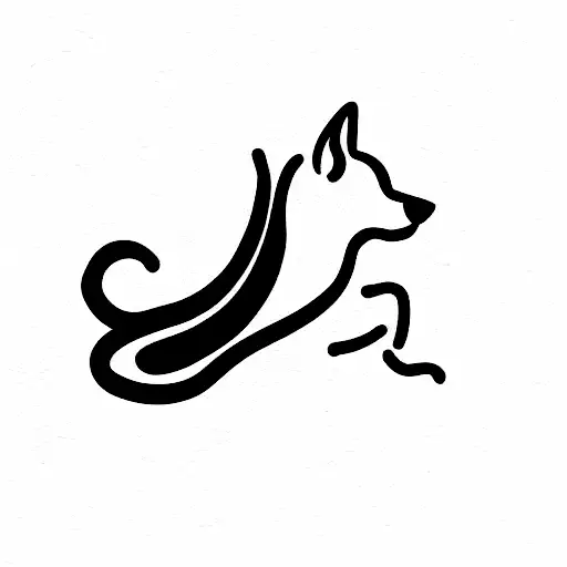 A Single Line Tattoo Of A Curled Dog Tail