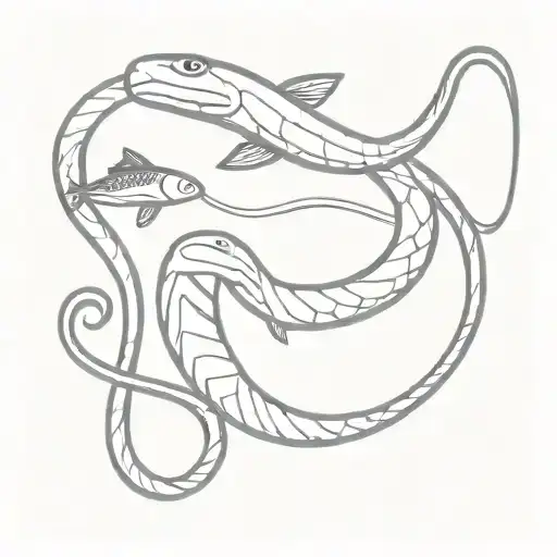 Snake And Two Fish