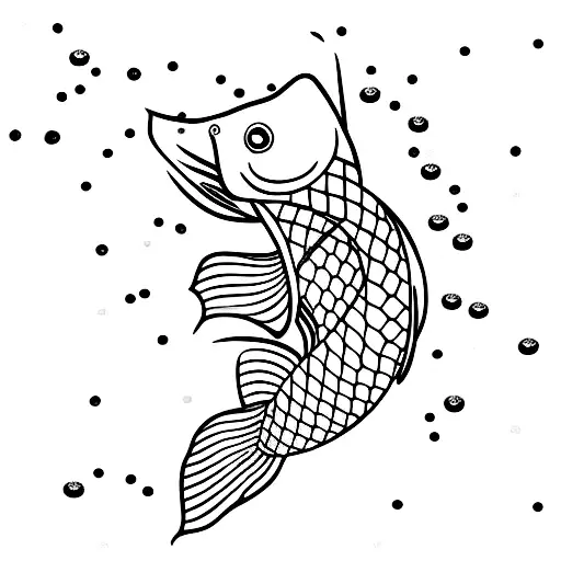 Koi Fish With Cherry Blossom And Small Sparkle