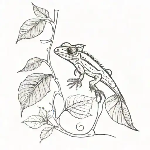 Leaf Foilage With Crested Gecko And Tarantula