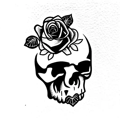 Skull With Roses In The Top