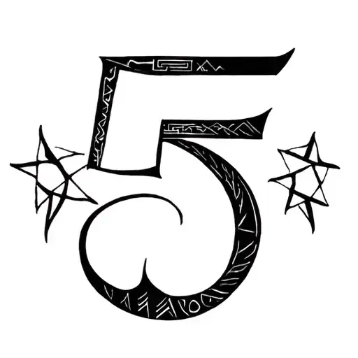 Mayan Number 5 Point Star