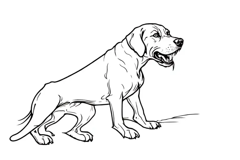 Scary Hound Arm Sleeve Tattoo Design