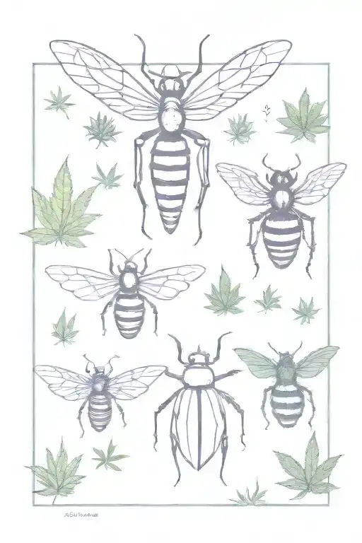 Bugs And Cannabis Leaf Morphing Half Skeleton