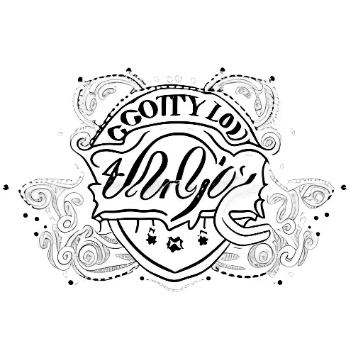 A Tattoo Written Daddy's Good Girl In Cursive With A Tn Symbol Logo At The End