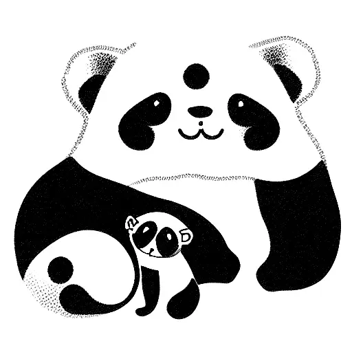 Panda And A Cat Kawaii Small