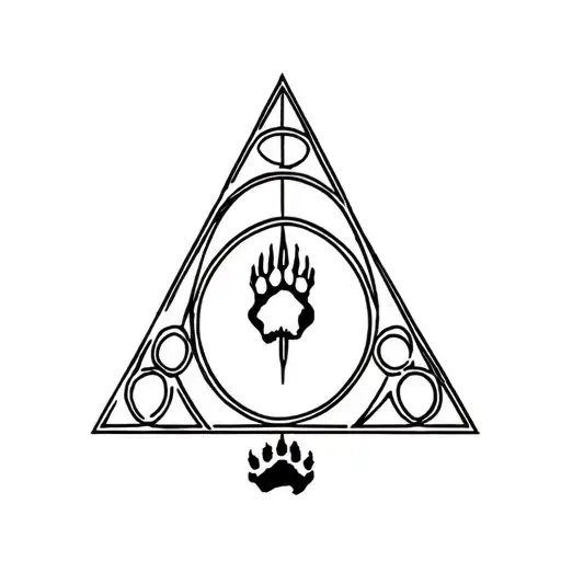 Deathly Hallows Symbol With Wolf Or Pawprint
