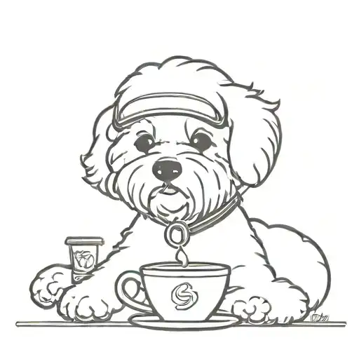 A Bichon Frise With Coffee And A Safety Helmet And Music In The Background