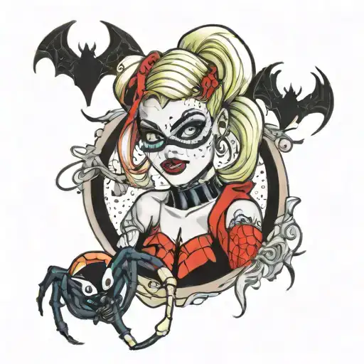A Mix Of Harley Quinn And Spider Man