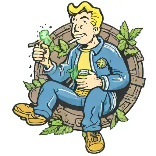 Fallout Vault Boy Smoking Weed