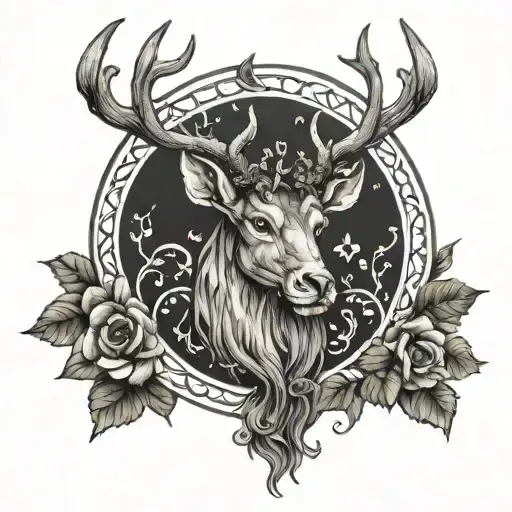 Cernunnos Black Grey Tattoo Depicting Believing And Manifesting
