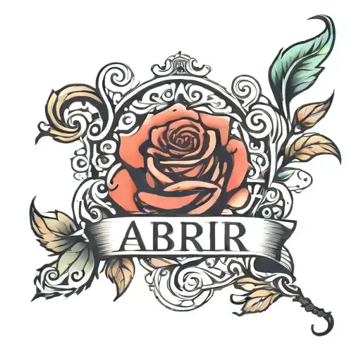The Name Abir With The R Going Into A Rose Intertwined