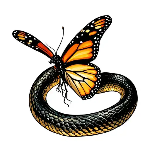 Monarch Butterfly Flying Away From Snake 224