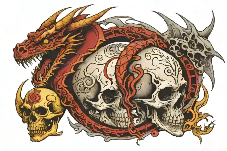 Dragon And Skull Inside