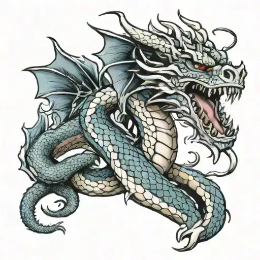 Realistic Dragon With Snake Body