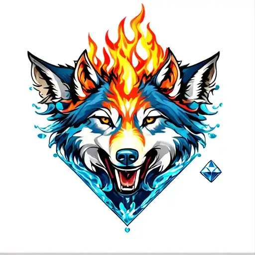 Fire And Water Wolf And Diamonds