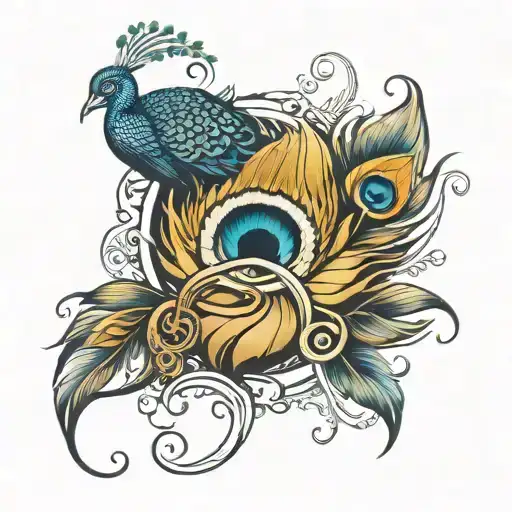 Infinity Symbol With Peacock Feather