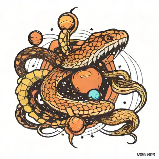 Snake And Planets Orbiting