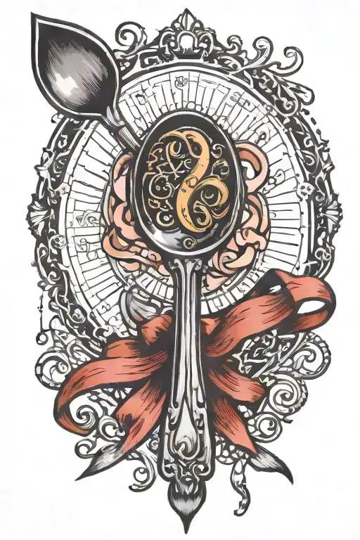 Spoon With Ribbon Around And Acetylcholine Chemical Symbol