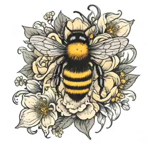 Flowers With Small Bee Surrounded