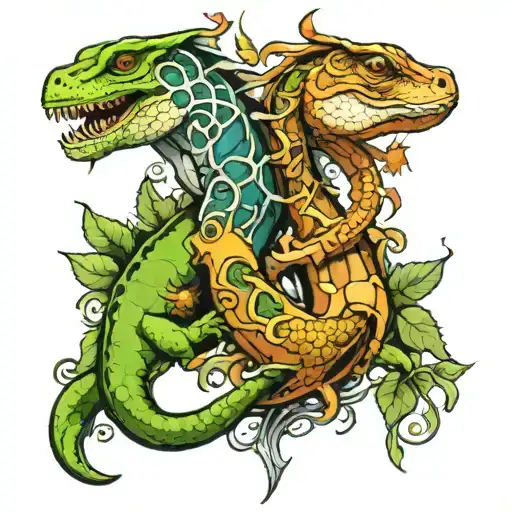 Reptiles Anchor Intertwined Vines