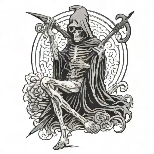 Nude Grim Reaper Masturbating