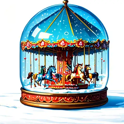 Carousel Inside A Sunny Snow Globe