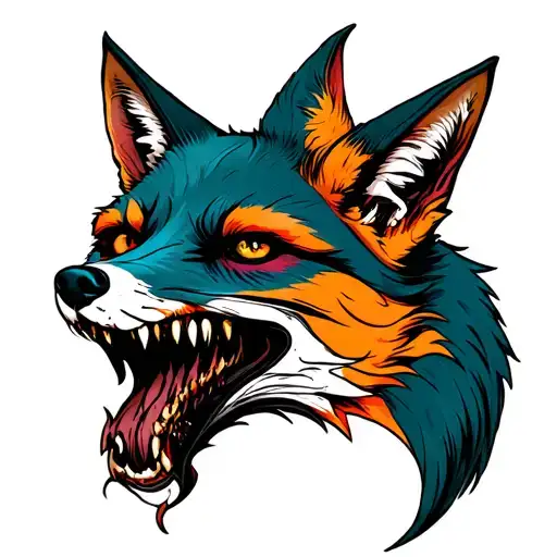 Fox Half Zombie Head