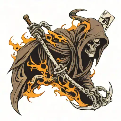 Grim Reaper Ace Cards Burning