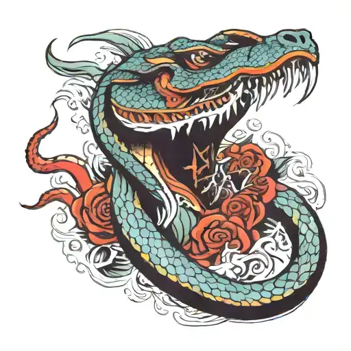 Snake Head On Human Body Surfing