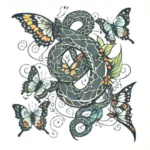 Snake Sleeve With Butterflies Fluttering