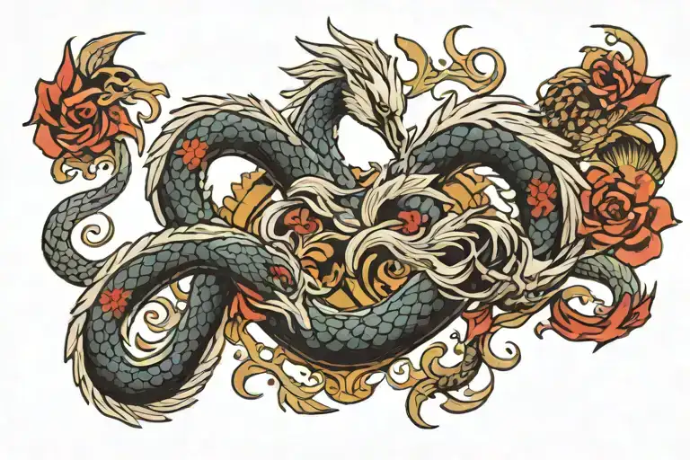 Swan And Dragon Memorial Tattoo For Sam