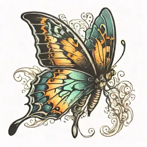 Butterfly With One Wing Turning To Dust