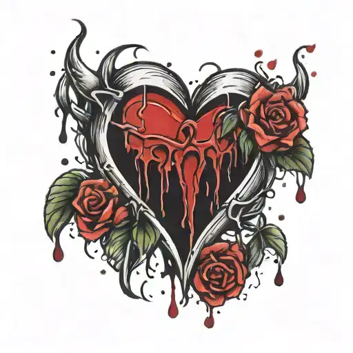 Broken Heart And Blood Dripping