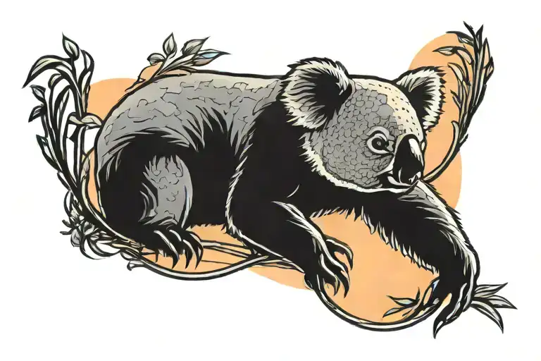 A Silhouette Of A Koala With A Sunset Scene Inside Its Outline