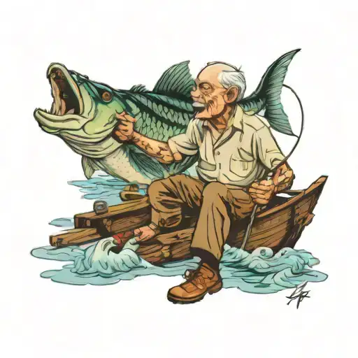 Grandpa 1949-2024 With Fishing Scene
