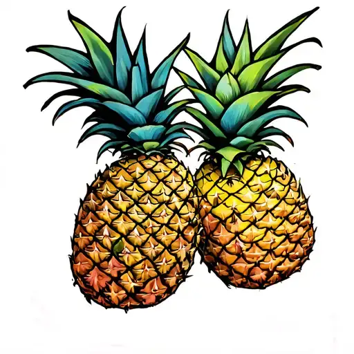 Pineapple With Different Coloured Scales