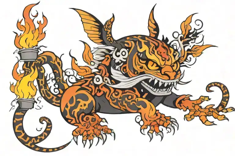 Buo With Fire Lapara With Colors And Black An Wite