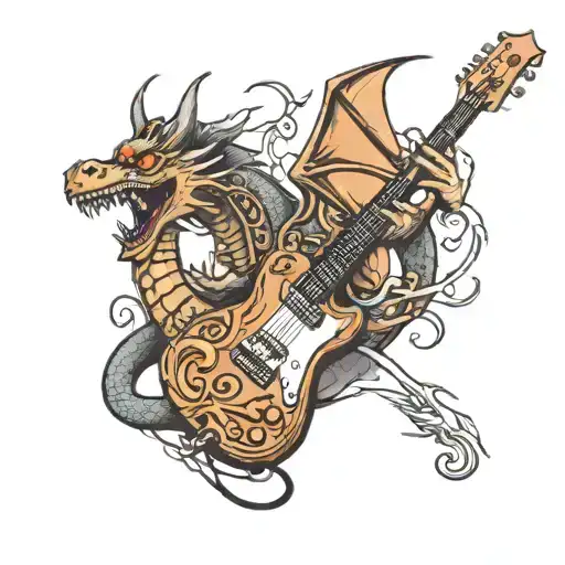 Dragon And Guitar Merging