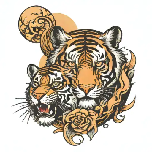 Tiger Moon Merging Together