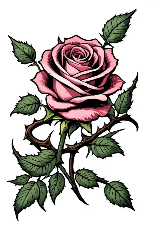 Rose Wraped With Thorns And A Date Inside Of The Stem