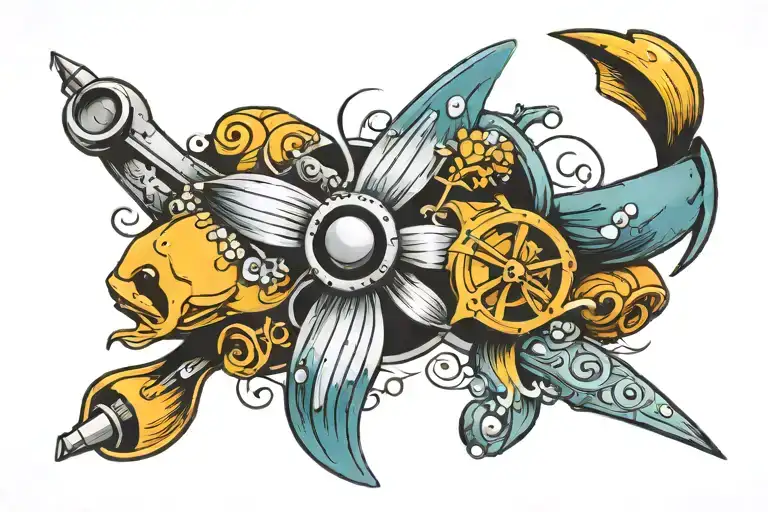 A Propeller With Pisces Paint