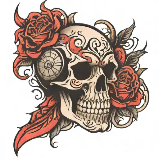 A Black Out Fore Arm With A Red T