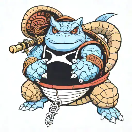 Samurai Blastoise With Strawhat And Pipe