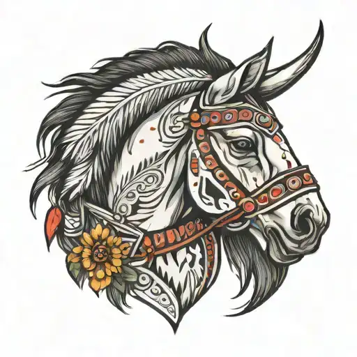 Tee Pee Paint Horse Buffalo