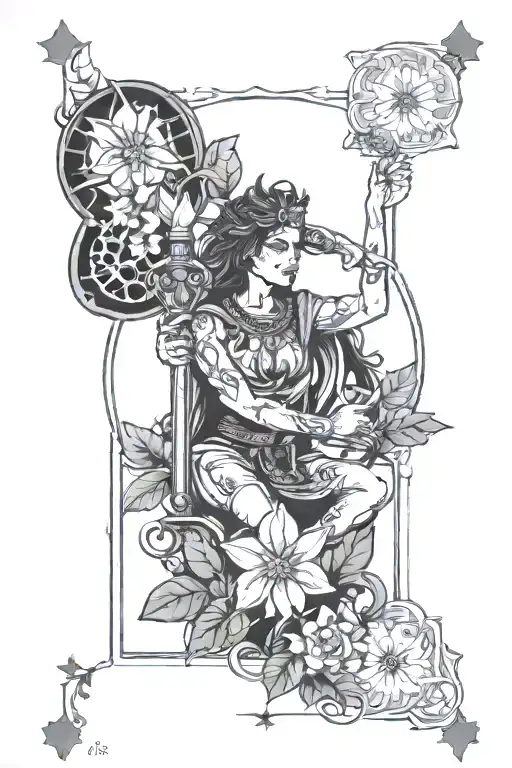 Strength Tarot Card Featuring Elements