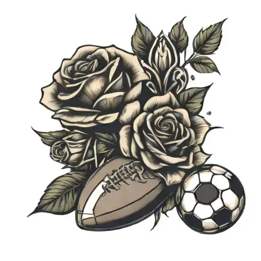 Roses And Football With Flowers