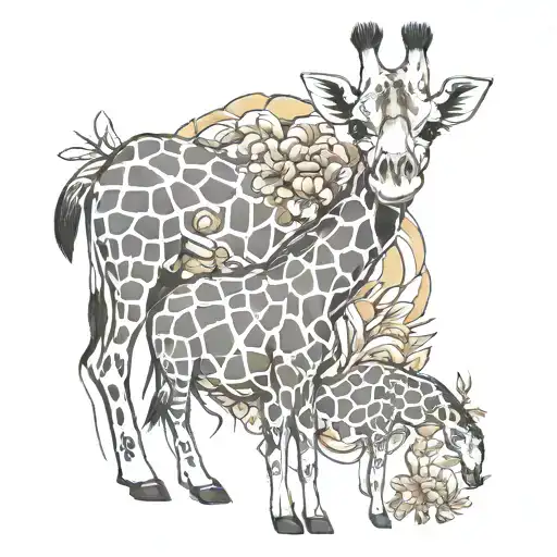 Giraffe With Baby Giraffe