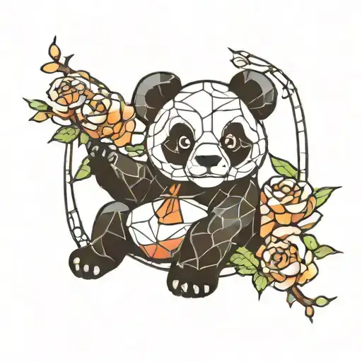 Stained Glass Cute Panda