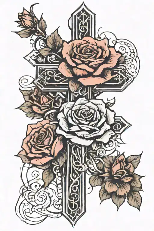 Cross With Mani Lines Not Without Rose Intertwined